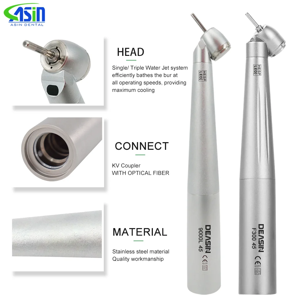 Dental 45 Degree air Turbine fiber optic LED high Speed Handpiece for kavo Quick Coupling Professional tooth extraction Material