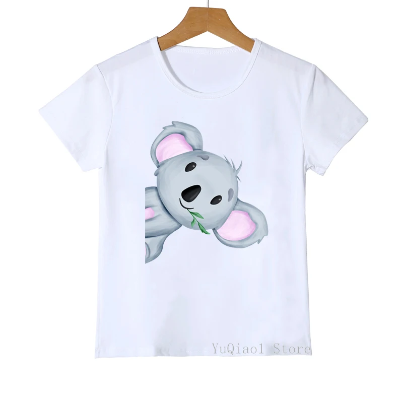 New Christmas Gift Tshirts for Girls/Boys Kawaii Koala Animal Print T Shirt Kids Clothes  Shirt High Quality White T-Shirt