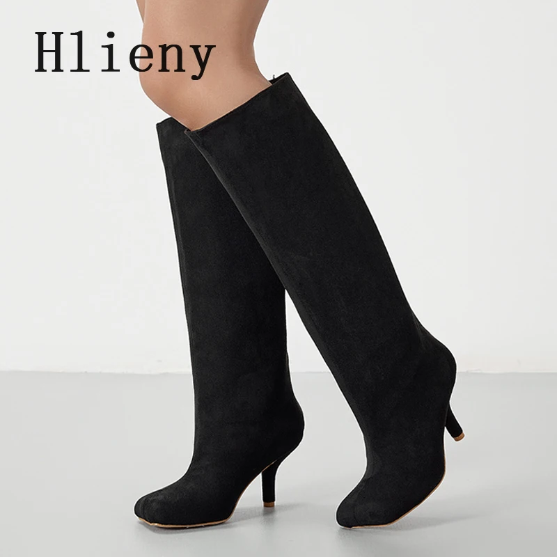 Hlieny Autumn Winter Street Style Square Toe Knee-High Women Boots Punk Thin High Heels Shoes Sexy Female Long Booties
