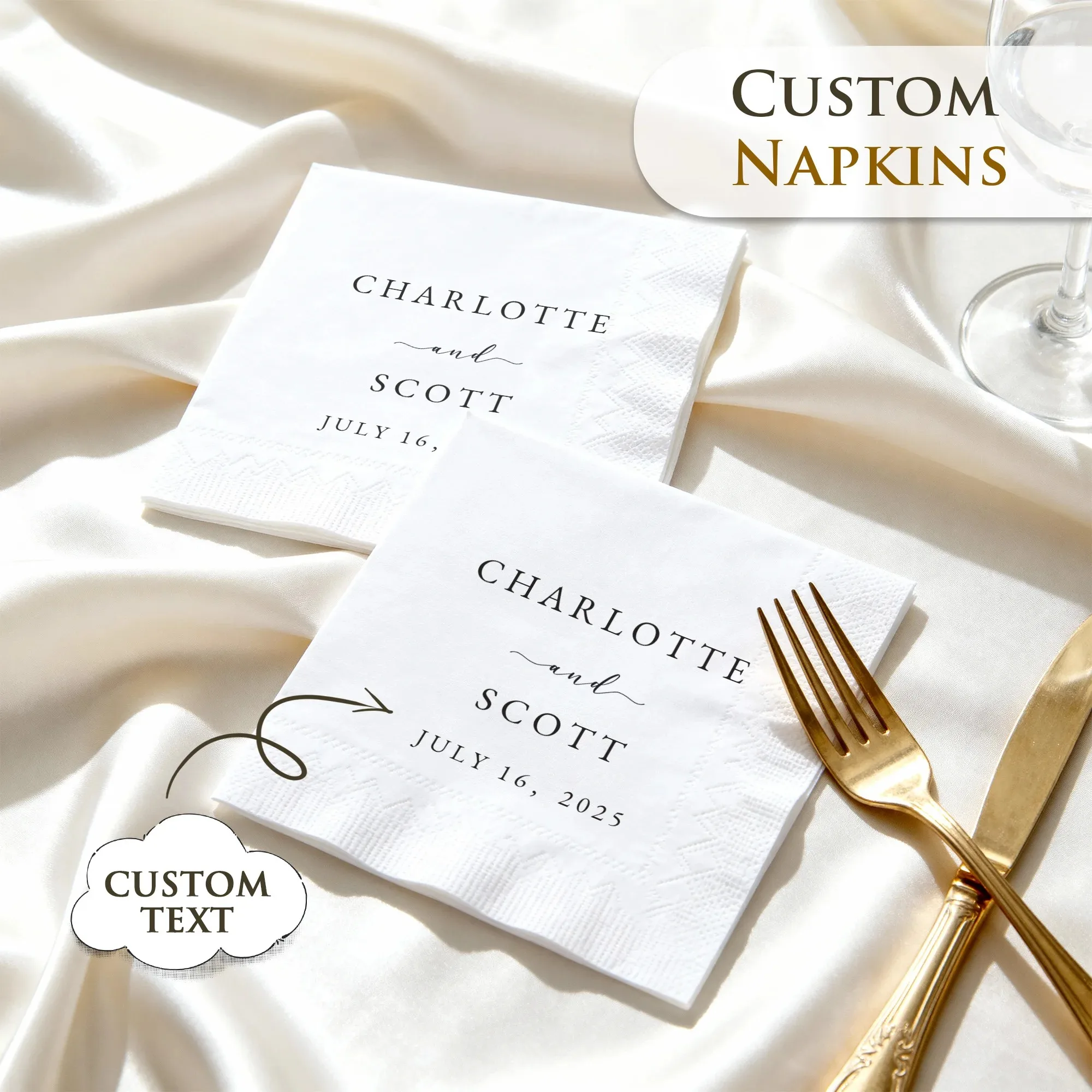 Personalized Paper Napkins for Wedding Custom Napkins of Your Text 20-200pcs Disposable Napkins for Cocktail Party Hen Party view 4