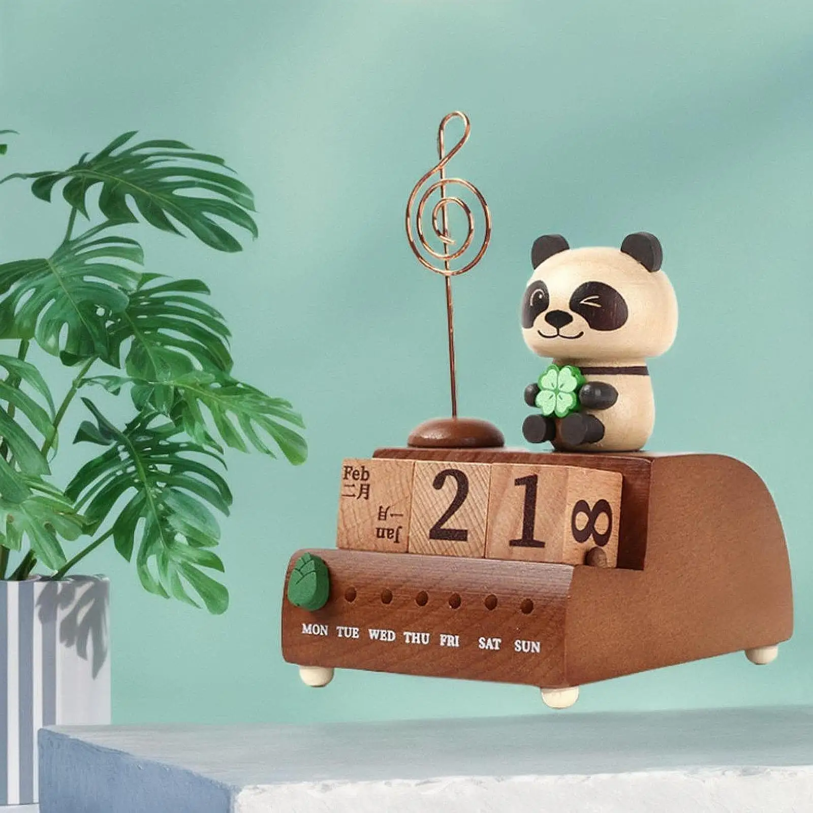 

Desk Calendar Musical Box Table Centerpiece Collectible Craft Tabletop Ornament Musical Figurine for Holidays Bedroom Office