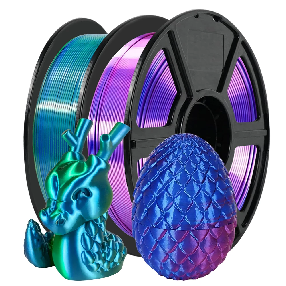

Шелковая двухцветная нить для 3D-печати, 250 г, комплект шелковых, синих, красных + шелковых, синих, зеленых, 1,75 мм PLA ± 0,03 мм, идеально подходит для принтеров FDM
