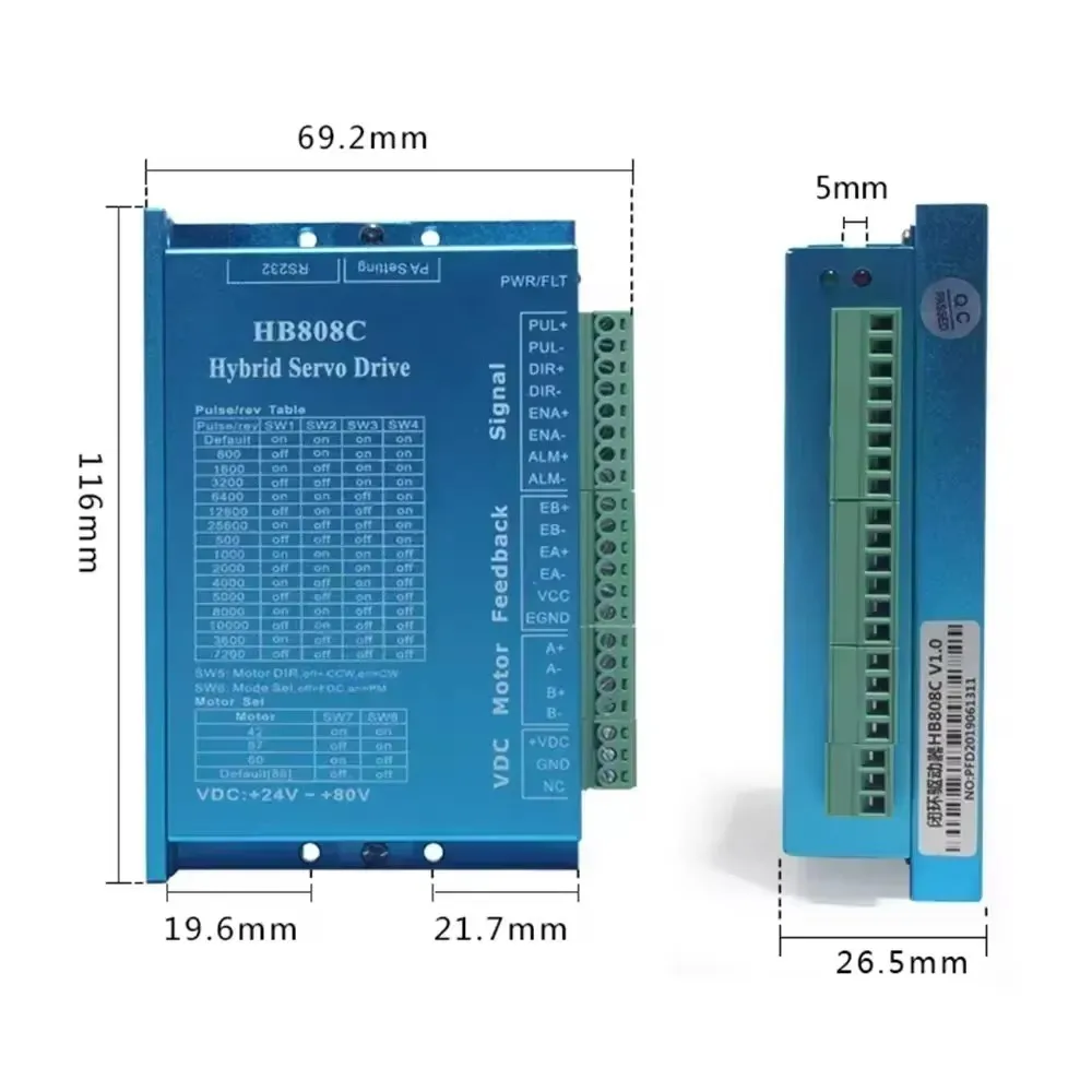 Nema23 57mm Closed Loop Stepper Motor with Encoder HB808C Driver 1.2/2/3Nm 2 Phase Easy Servo Motor 1/2/3/4/5 Axis Kit
