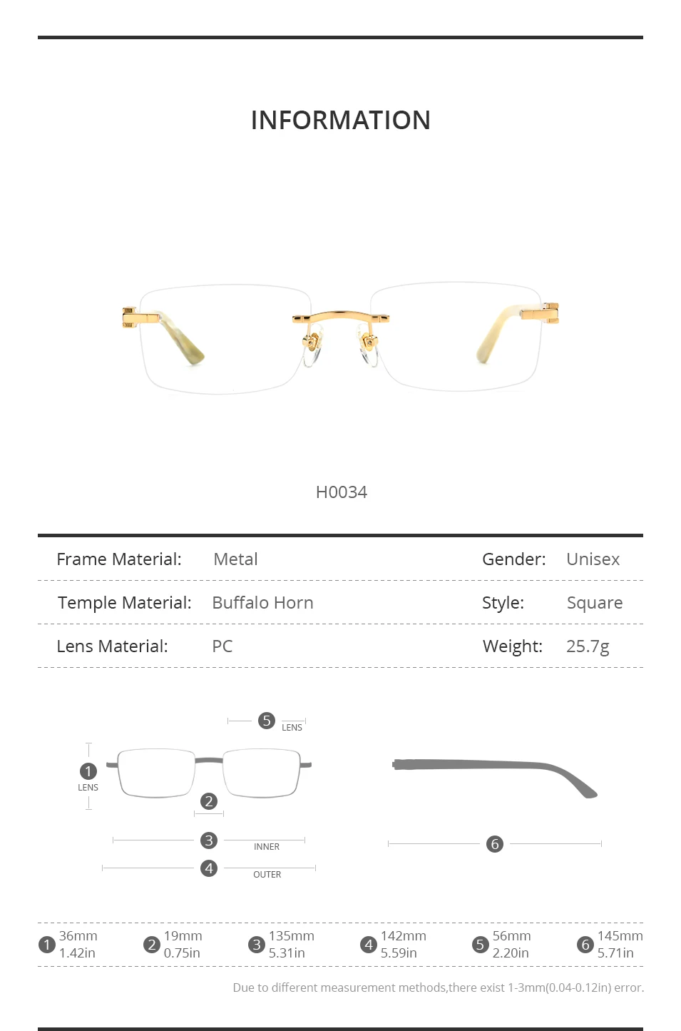 HEPIDEM Buffalo Horn Brille Männer Luxus Berühmte Marke Design Randlose Brillen Rahmen Frauen Rahmenlose Weiß Buffs Holz Brillen – Detail 31