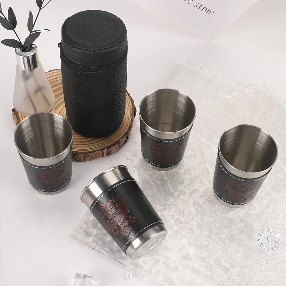 4 ピース/セット屋外旅行カップセットキャンプ食器ステンレス - Beer Flight Set のレビューと価格