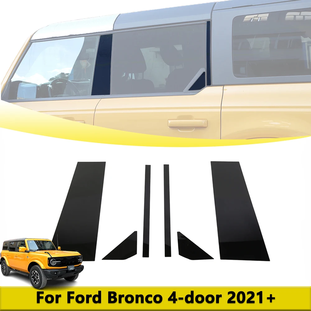 

Car Pillar Posts Window Molding Decoration Cover Trim for Ford Bronco 2021 2022 2023 Glossy Black 4Door Exterior Accessories