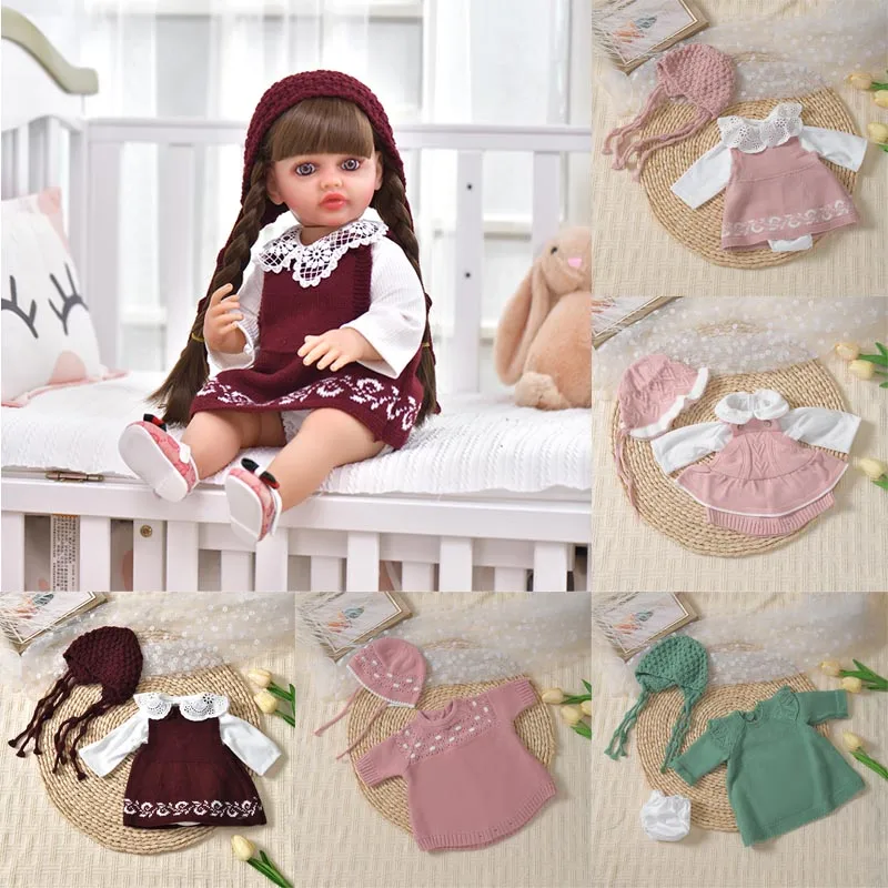 

Dolls Clothes for 55cm Baby Reborn Doll Clothes Knitting Dress DIY Toy Doll Clothes Accessories For 21.65in Baby Doll Clothes