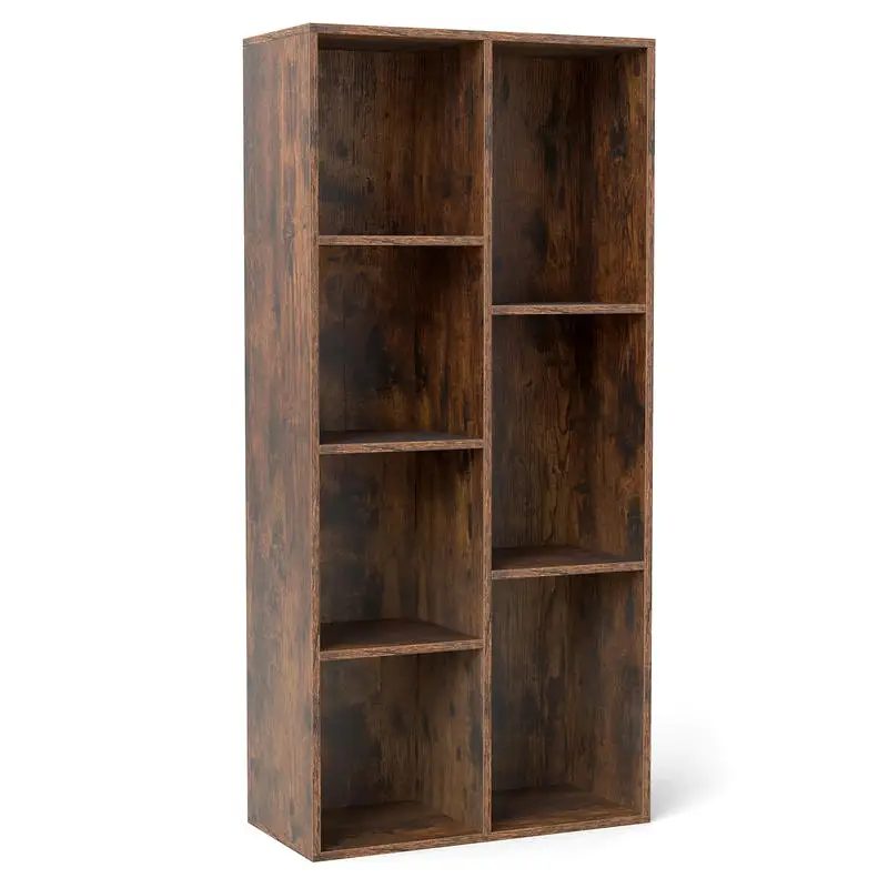 

Vertical or Horizontal Freestanding Bookshelf with 7 Compartments-Rustic Brown
