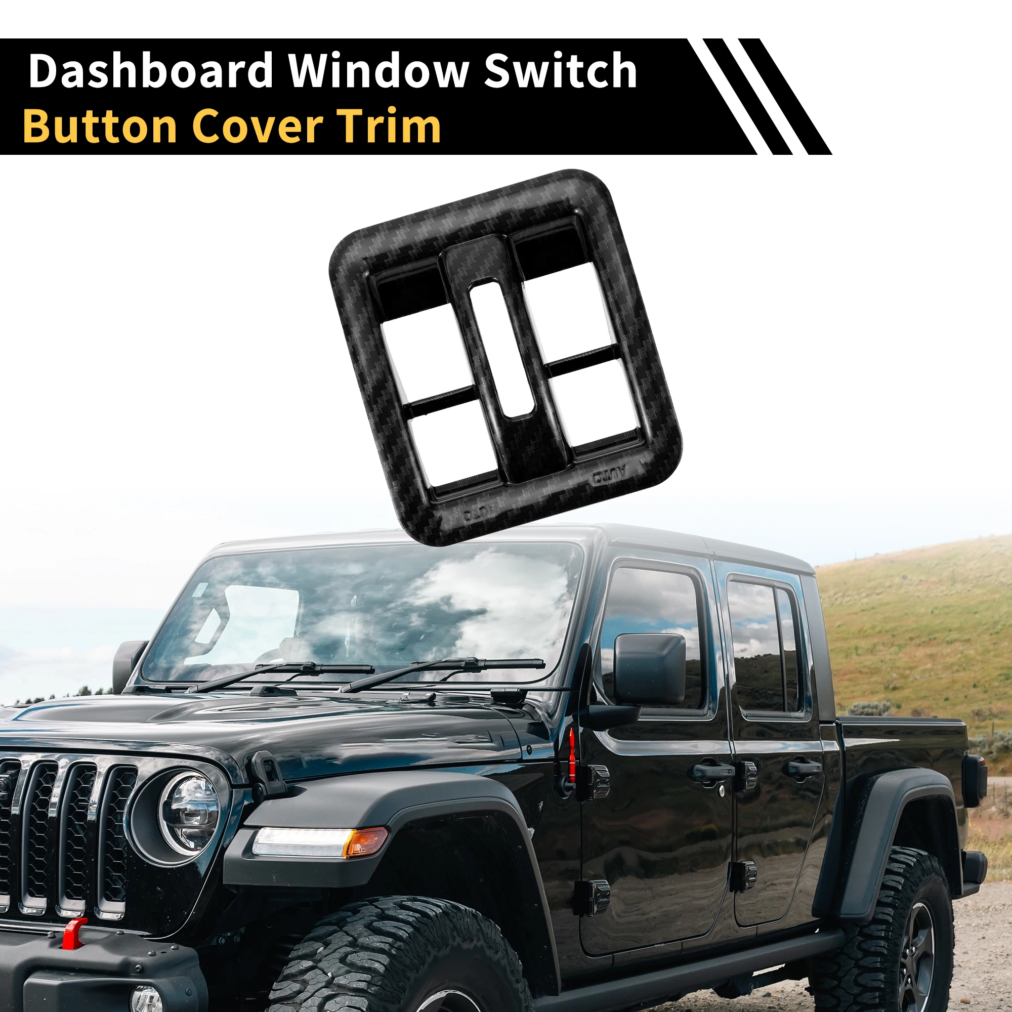 UXCELL لوحة القيادة نافذة التبديل غطاء أزرار الكسوة لسيارة جيب رانجلر JK JLU ألياف الكربون