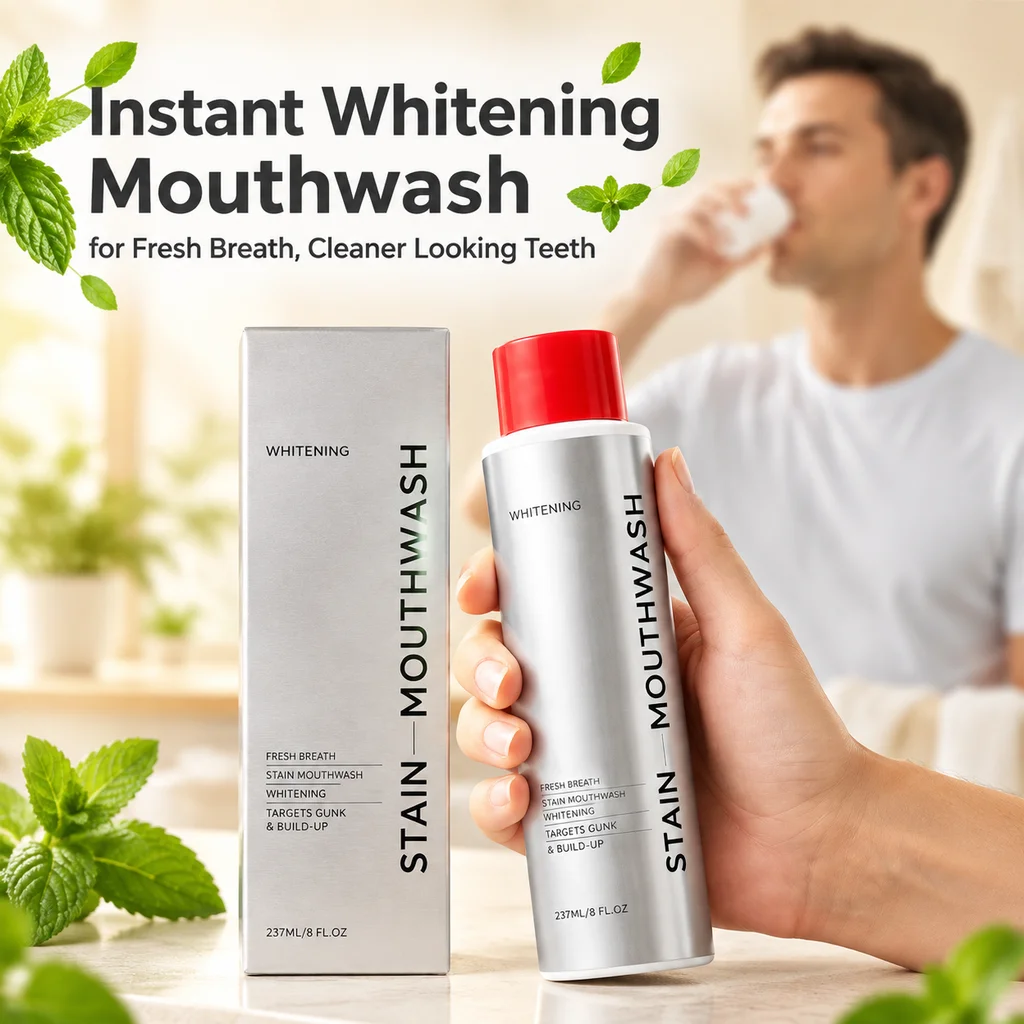 Instantly Whitening Organics Mouthwash Eliminate Teeth Stains Remove Odor Keep Healthy Gums Non-Irritating Peroxide Mouthwash