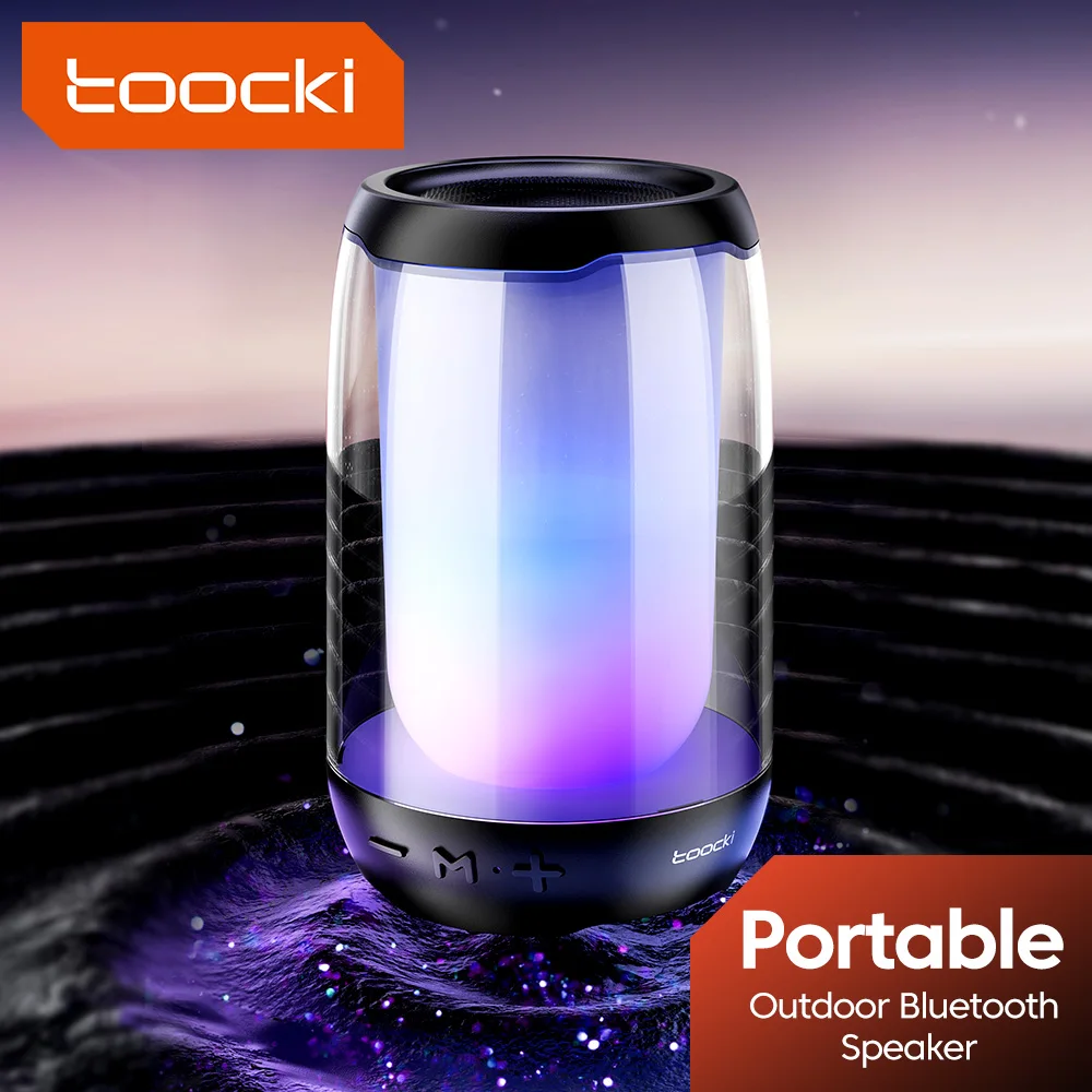 Toocki Outdoor Bluetooth Speaker Car Audio Player Sound System Hi-Fi Stereo Sound Box Support TF Card Aux Input With LED Light