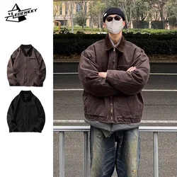 American Cargo Jacket Men Women Detroit Lapel Loose Baseball Coat Vintage Washed Bomber Jacket Spring Autumn Unisex Cargo Tops