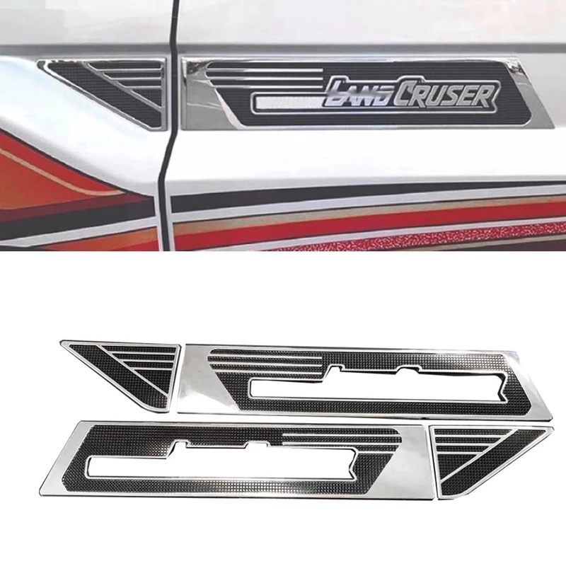 Chrome Side Emblem Sticker Trim Marks Cover For Toyota Land Cruiser LC70 LC71 LC76 LC77 LC79 FJ70 FJ79 Car Accessories