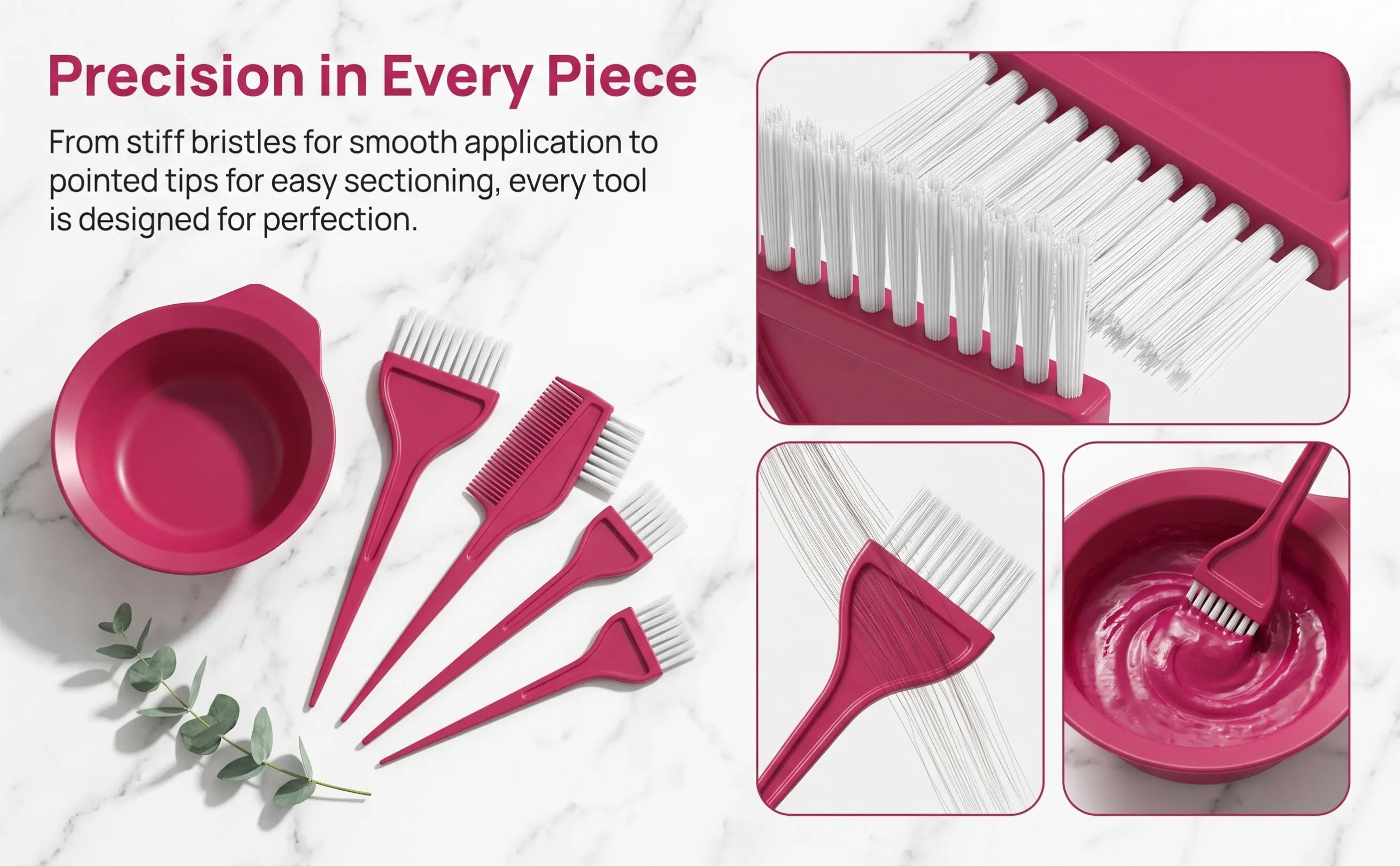 1Set Hair Dyeing Kit Hair Coloring Tools Set Including Dye Bowl Brushes Cream Stirrer Suitable for Professional and Beginner Use