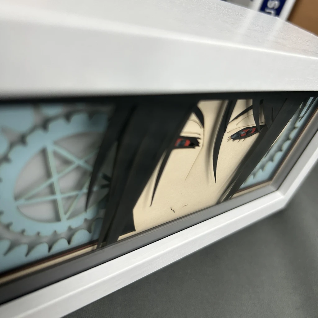 Anime Figures Light Box Black Butler Eye Face Lamp For Bedroom Decoration 3d Paper Cut Diy Table Desk Lamp Manga Decor For Room