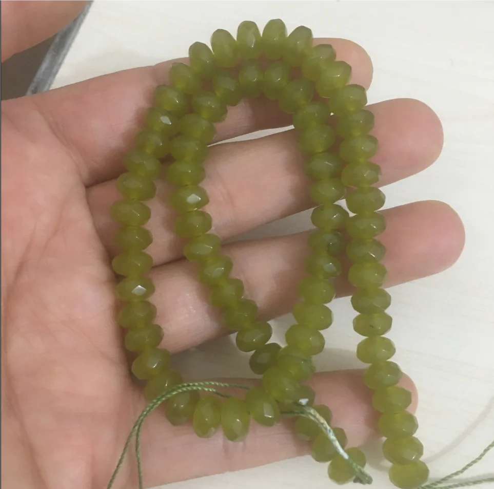 

AAA+ 5x8mm Natural Green Peridot Faceted Abacus Loose Beads 15"