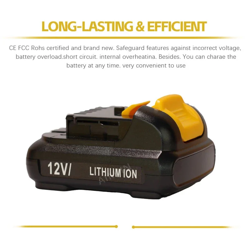 DCB120 Power Tool Battery For Dewalt 10.8V 12V Li-ion DCB121 DCB123 DCB125 DCD710 DCF813 DCF815 DCF610 DCB100 DCT410S