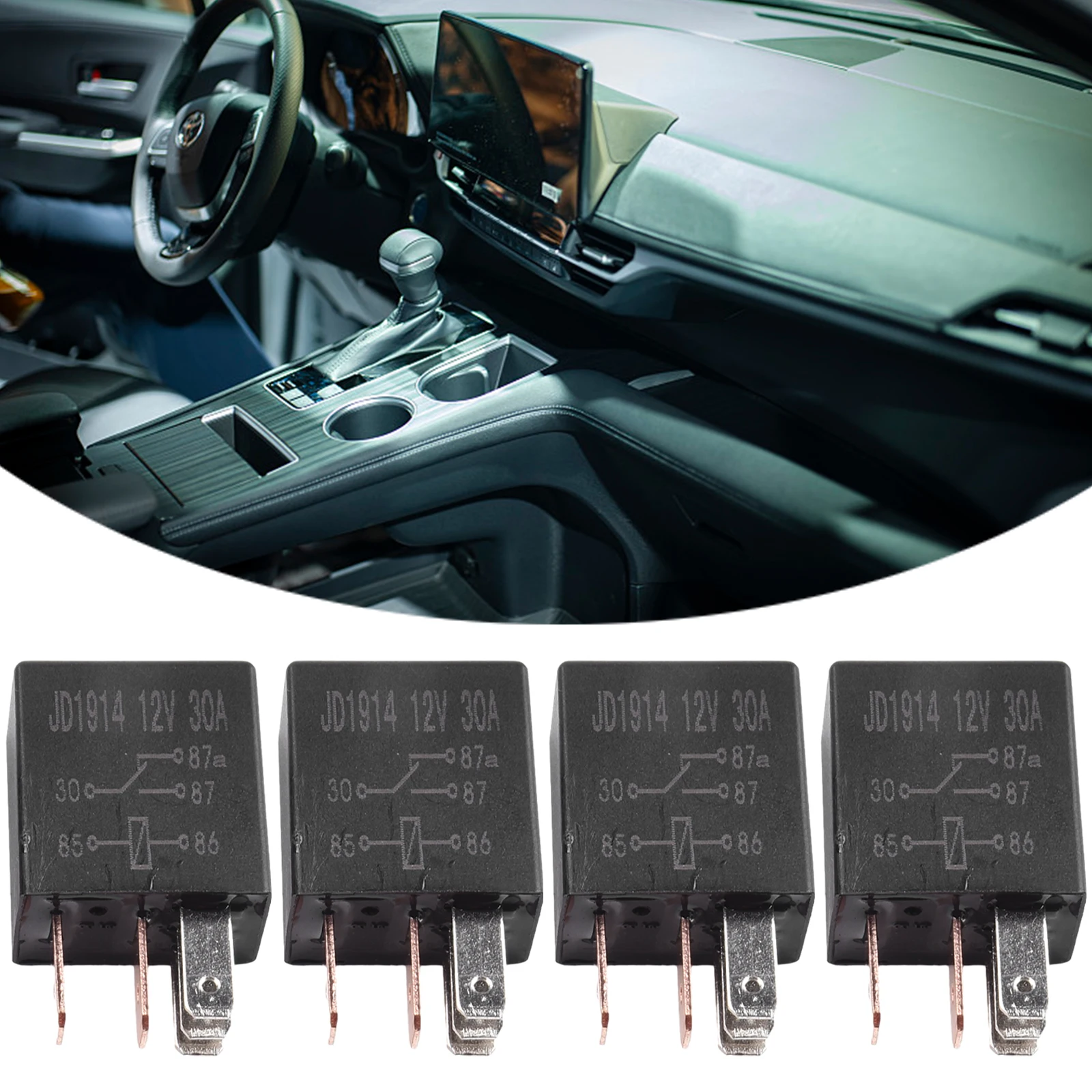 4 Piece 12V 30A SPDT For Automotive Relay Bundle for Car Truck Van Electrical Control Including Fan Heater Wiper and AC