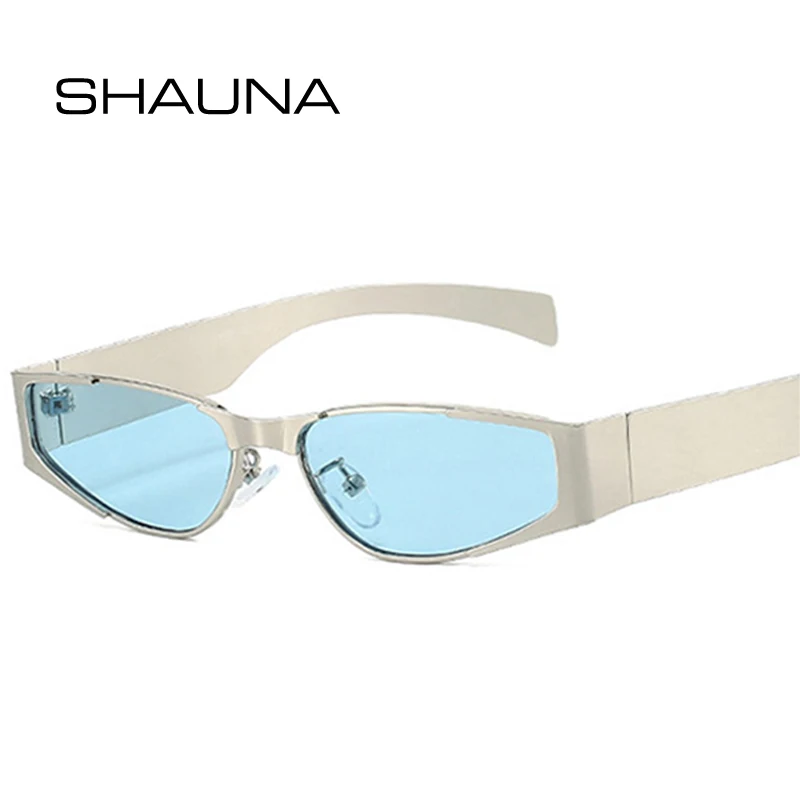 

SHAUNA Retro Small Metal Cat Eye Women Sunglasses Fashion Trending Men Blue Sun Glasses Shades UV400