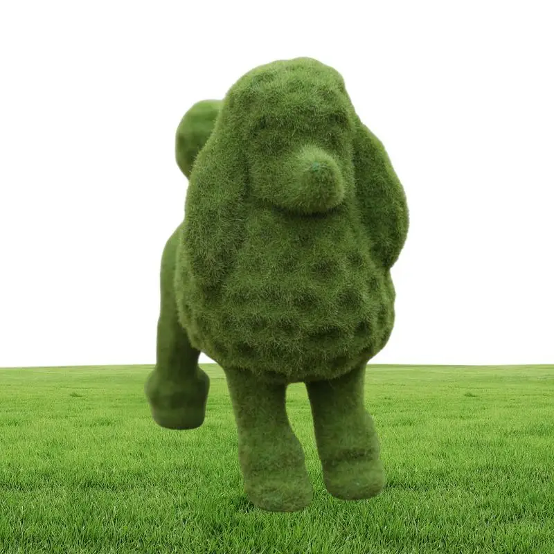 

Flocked Dog Statue Resin Flocked Poodle Garden Outdoor Statue Green Sculpture Collectible Figurine For Home Patio Backyard Yard