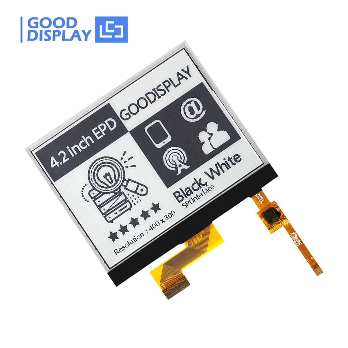 GooDisplay Touch E-Paper 4,2 polegadas E-Ink exibe HAT 0,3s Atualização 400 × 300 pixels, GDEY042T81-T02