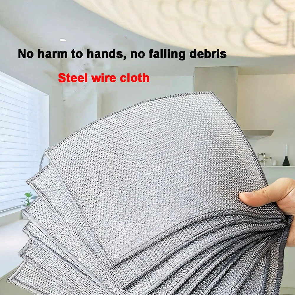 

5/10 шт. ткань для чистки проволоки, двусторонние утолщенные металлические серебряные тряпки из проволоки, кухонная тряпка для мытья посуды, полотенца, инструменты для чистки