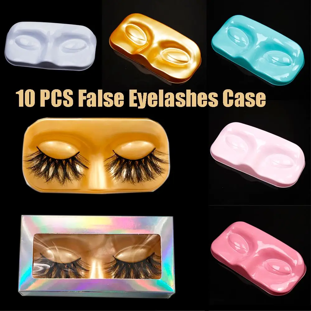 10pcs Face Shape Packaging Box Eyelash Trays Lashes Storage False Eyelashes Case for Women Girls