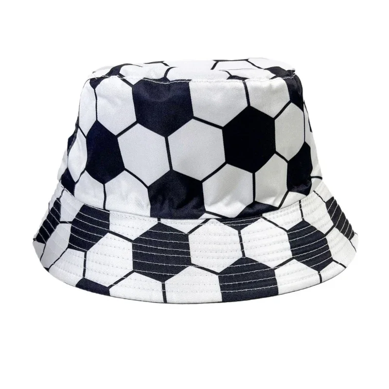Soccer Themed Bucket Hat Light Weight Breathable Polyester Fisherman Cap For Running Cycling Football Outdoor Sports