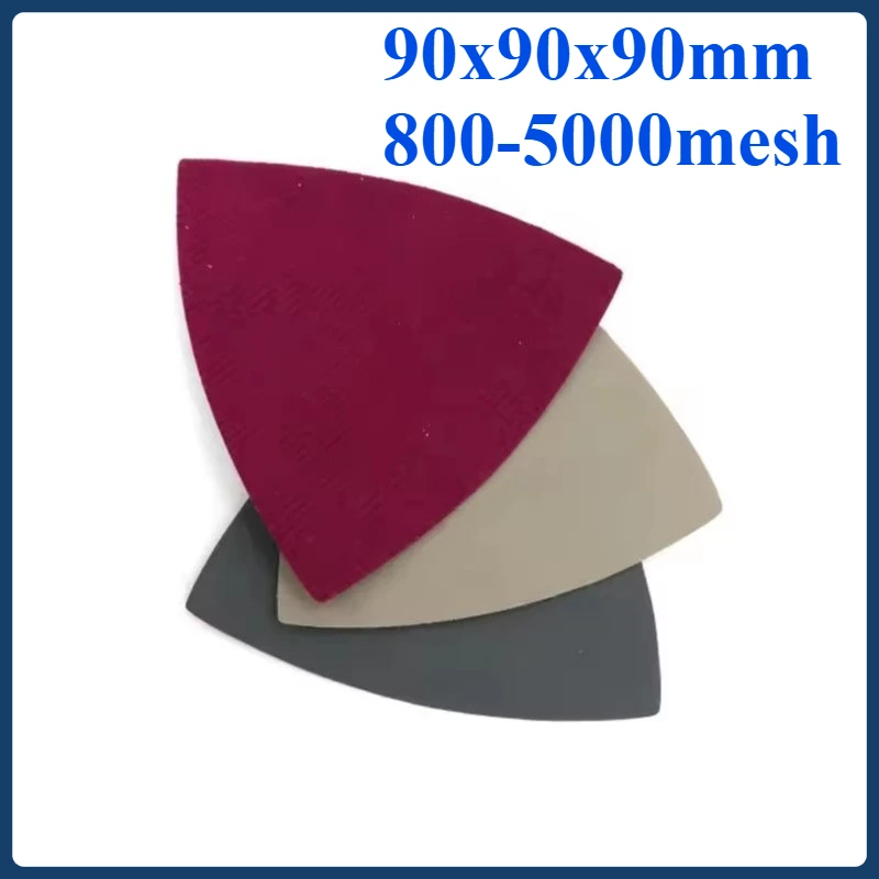 

90*90*90mm triangular water sand dry and wet dual-use flocking sandpaper metal car mobile phone grinding