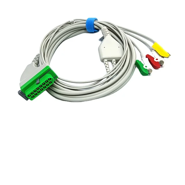 

FUKUDAs DENSHIs Compatible Ecg Cable 3 Leads Clip AHA One Piece