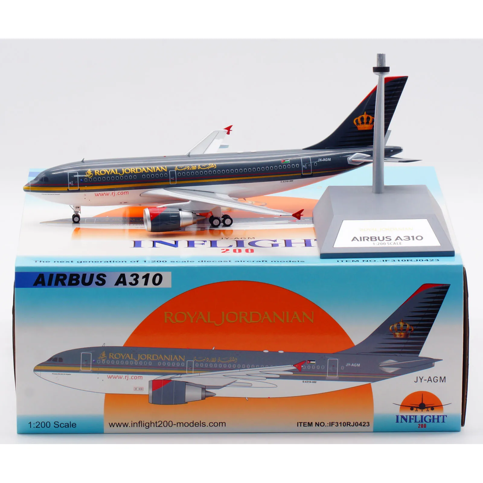 

IF310RJ0423 Alloy Collectible Plane Gift INFLIGHT 1:200 Royal Jordanian Air Airbus A310-300 Diecast Aircraft Jet Model JY-AGM