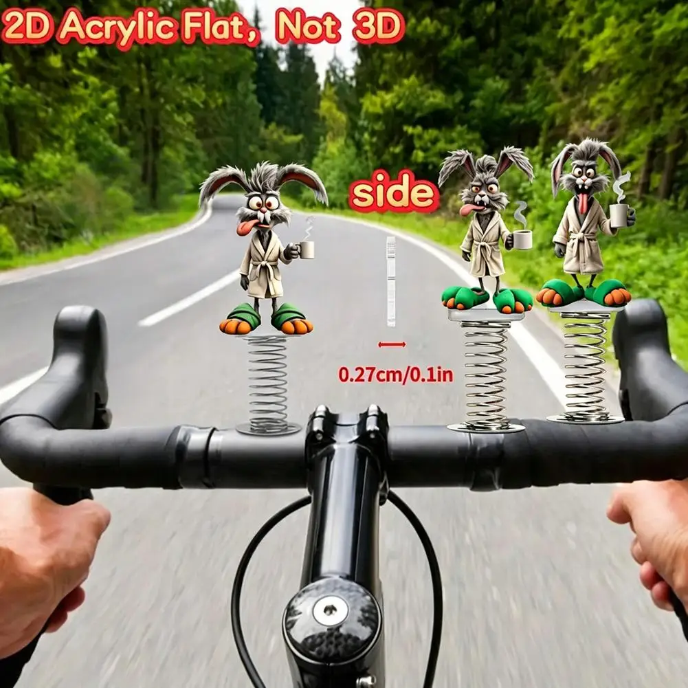2D Acrylic Flat Crazy Rabbit Bicycle Spring Rocking Car Decoration Music Ornament New Design Home Garden Art