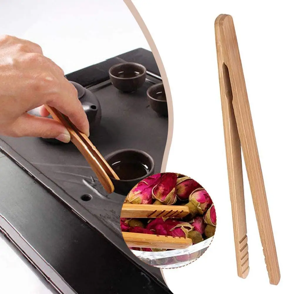 Bamboo Salad Food Toast Wooden Tea Tweezer Bacon Tea Clip Tongs Bend Clip Straight Clips Kitchen Accessories Teaware - view 3