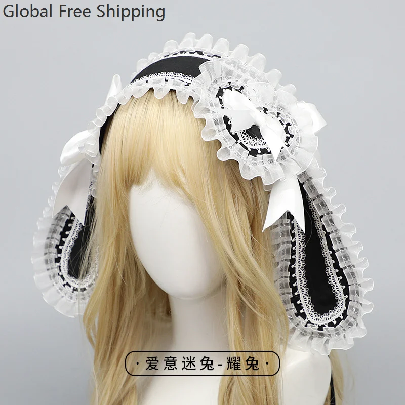 لطيف الأرنب القوس Kawaii لوليتا عقال فتاة عقال الموضة تأثيري لطيف أغطية الرأس لعب الأدوار لوب الأذن الأرنب اكسسوارات 2026 #5