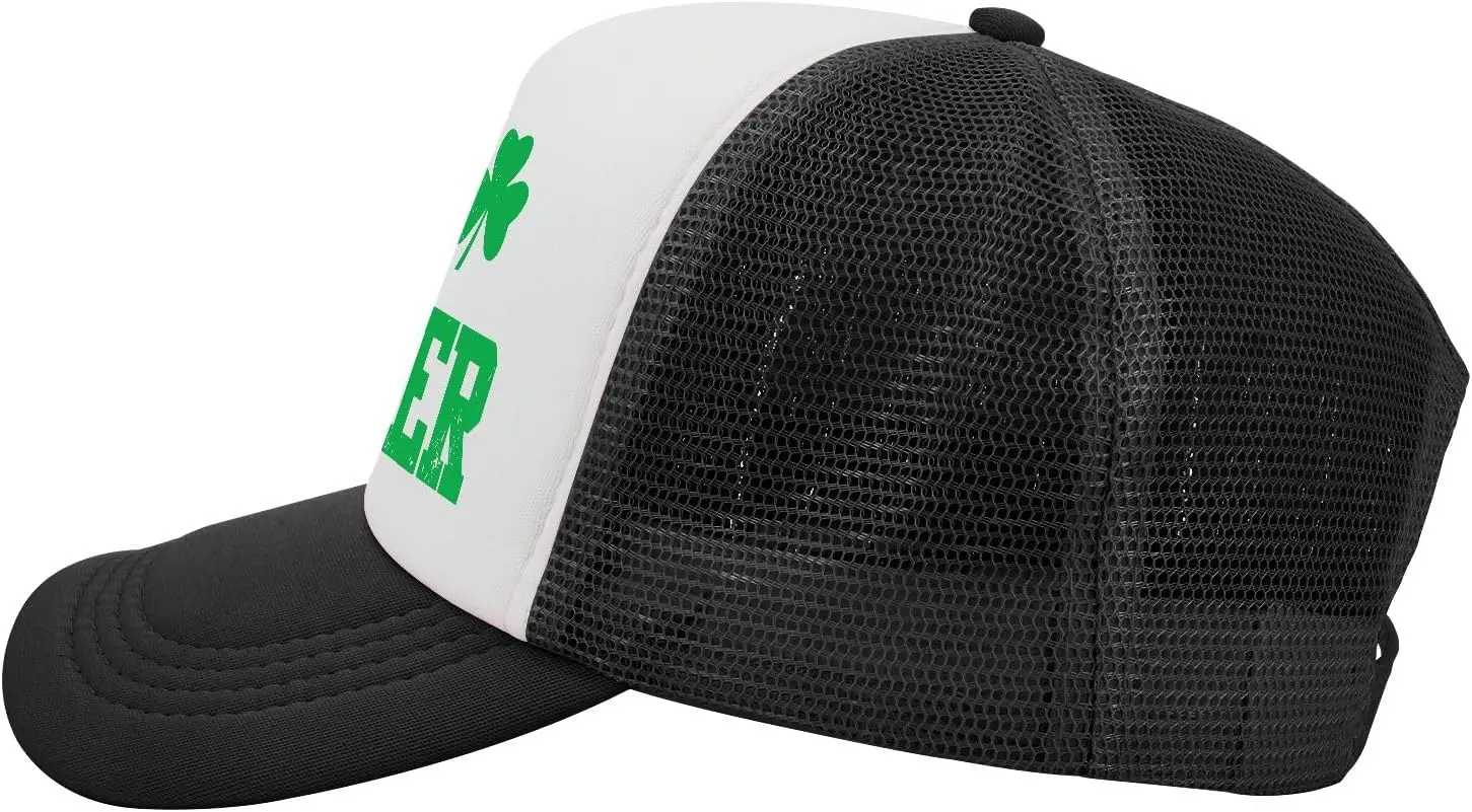 أنا أحب البيرة شامروك شبكة سانت باتريك قبعة سائق الشاحنة تنفس قابل للتعديل قبعة بيسبول عادية للجنسين الكبار