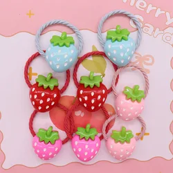 2Pcs/Set Halloween Gift Resin Strawberry Hair Accessories Colorful Hair Ties Children's Rubber Bands Kid Headband Scrunchies