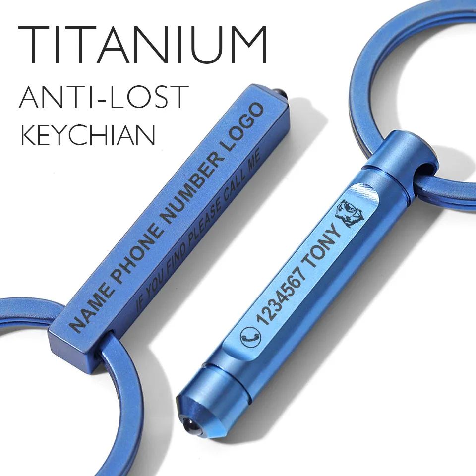 Real Titanium Custom Lettering Anti-lost Car Keychians Break Glass Key Rings Holder Safty for Ultra Light Antivirus Best Gifts