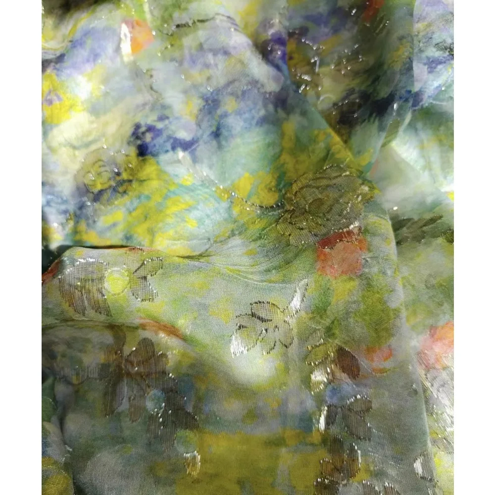 

[Весна Париж] haute couture Monet садовый шелк Французская литературная ретро картина маслом платье на подтяжках ткань дизайнерская ткань