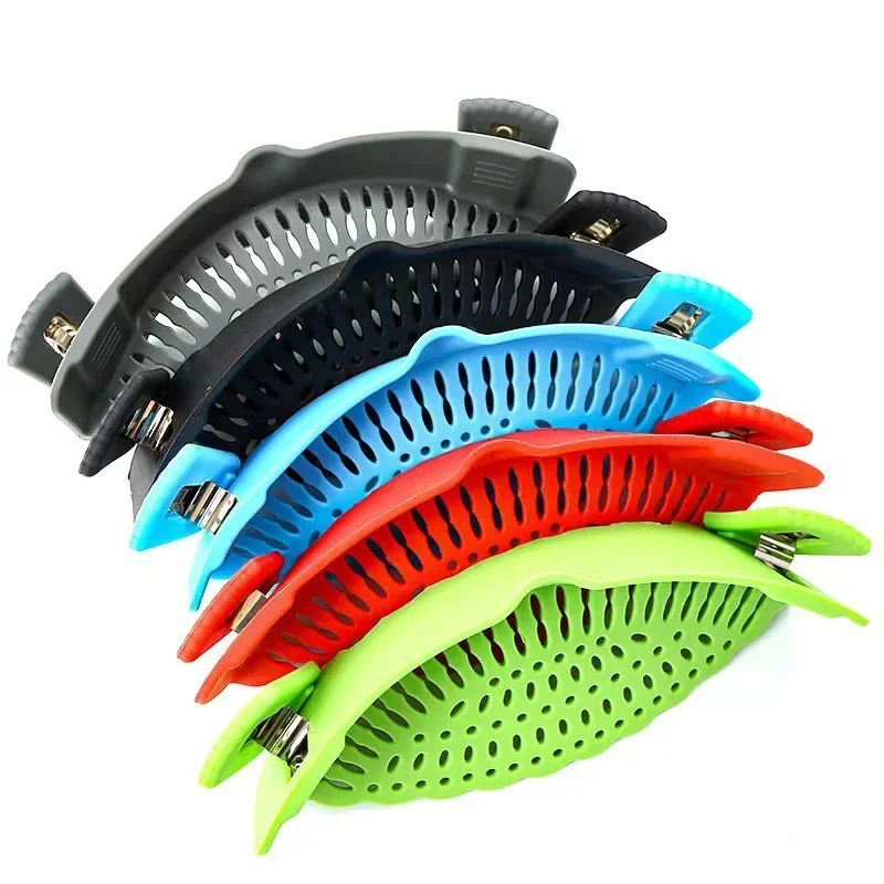 Universal Silicone Strainer Clip-on Pan Pot  Anti-spill Pasta Pot Strainer Food Grade Rice Fruit Colander Strainer Kitchen Items