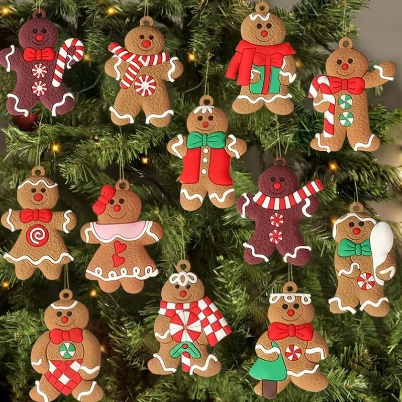 

12pcs Gingerbread Man Ornaments For Christmas Tree Assorted Gingerbread Figurines Ornaments Christmas Tree Hanging Decorations