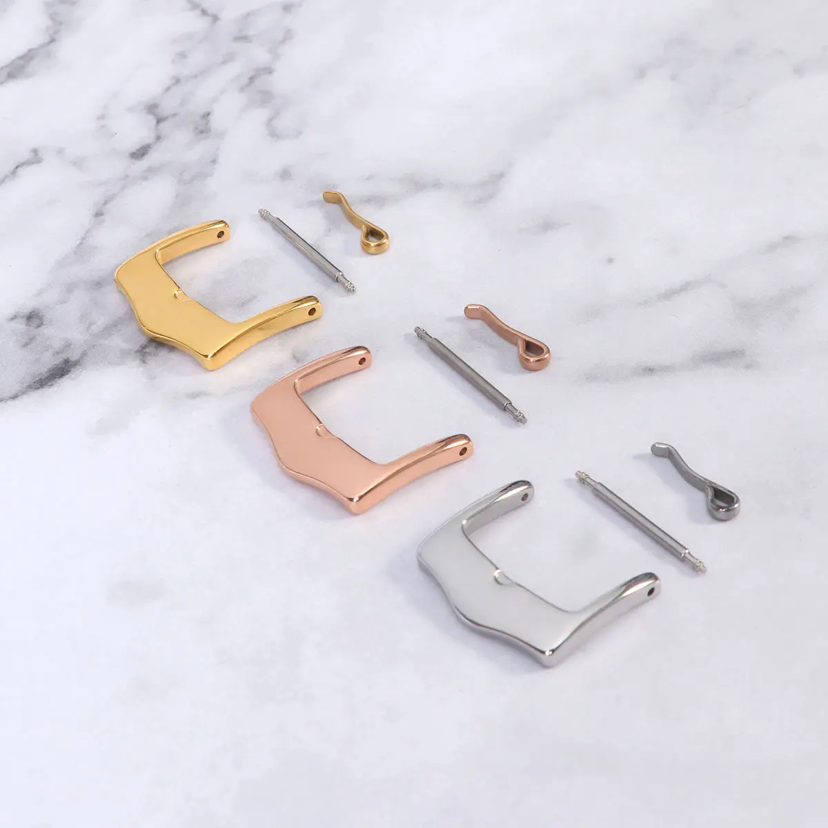3Pcs 16Mm Premium Stainless Steel Watch Clasp Buckle Simple Strong Easy Install Fits Most Watch Straps Luxury Wristwatch