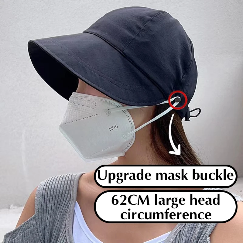 Outdoor Can Hang Mask Sun Hat Hollow Top Anti-Ultraviolet Sunscreen Summer Large Brim Quick-Drying Female