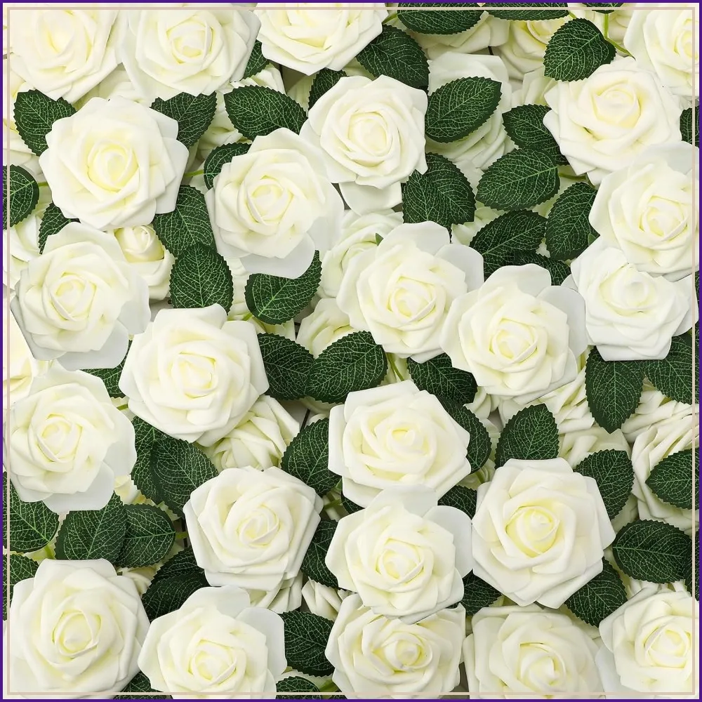 200 Pcs Artificial Rose Flowers with 100 Stems for DIY Wedding Bouquet Centerpieces Floral Arrangement
