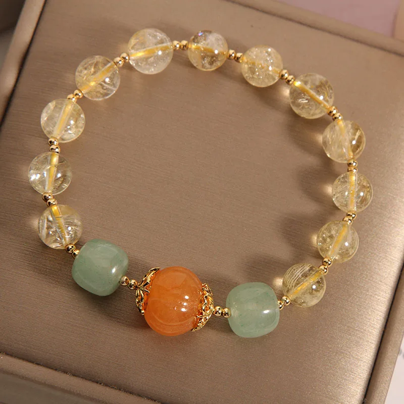 

Natural Citrine and Rutilated Quartz Bracelets for Women Minimalist and Unique Design Gifts
