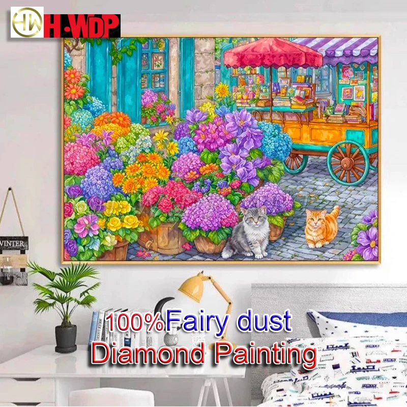 

100% Fairy Dust Diamond Painting Kits Flower Picture Square Diamond Embroidery Cross Stitch Diamond Art Full Fairy Dust Wall Art