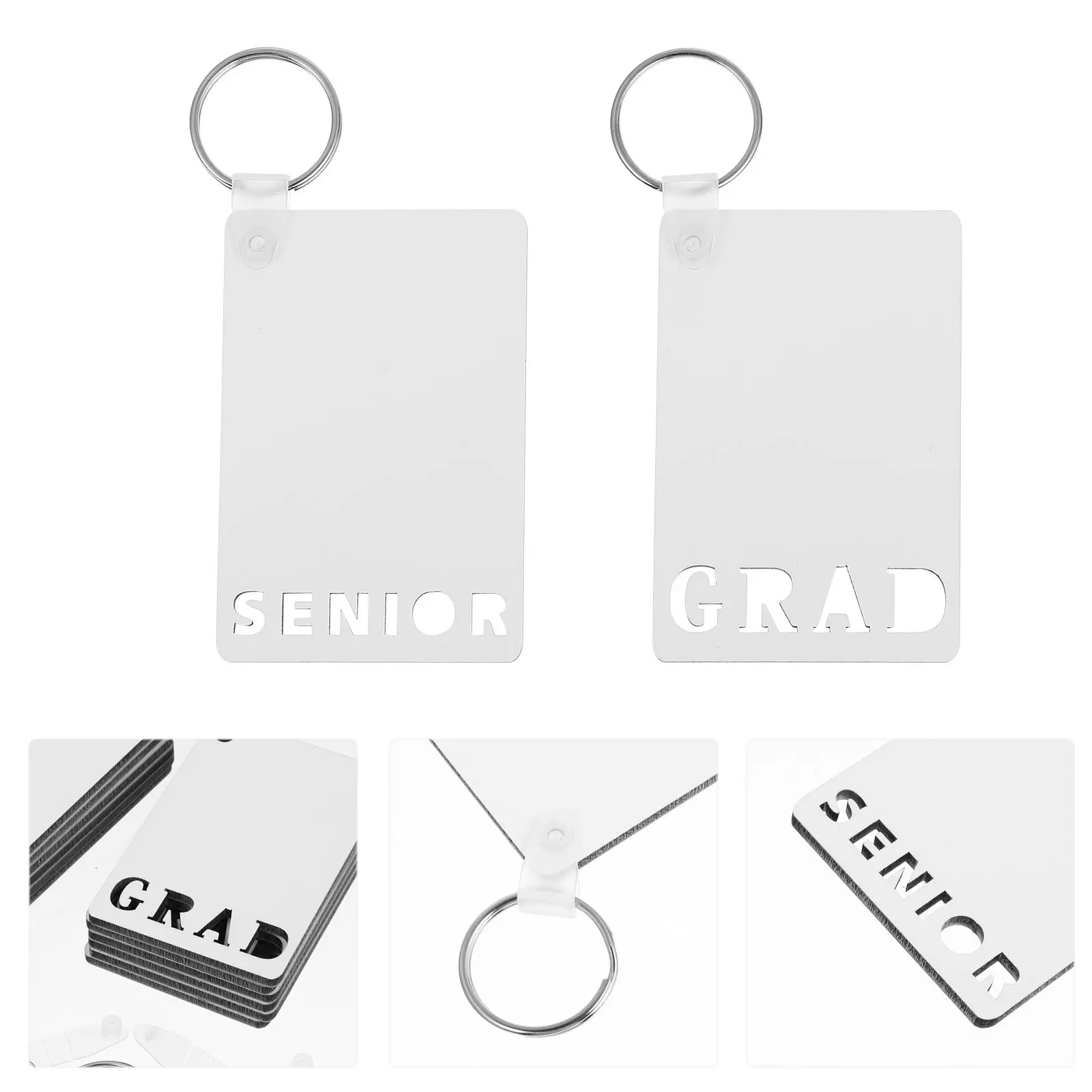 12Pcs Sublimation Heat Transfer Key Chains Blank Board for Graduation Craft DIY Gifts Blank Key Chain Sublimation Keychain