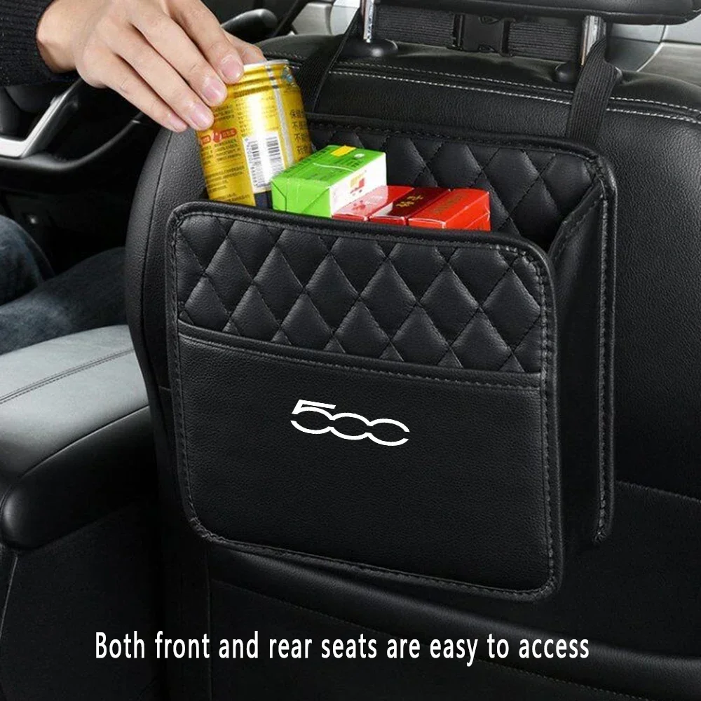 

Car Back Seat Storage Bag Hanging Bag Box Paper Towel Phone Storage Trash Can for Fiat 500 Car interior Accessories