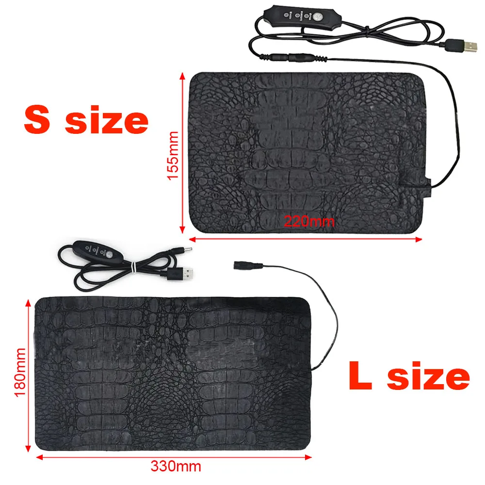 USB Pet Electric Heating Pad Blanket Reptile Heat Warm Mat Waterproof Leather Adjustable Temperature Pet Incubator Warming Pad