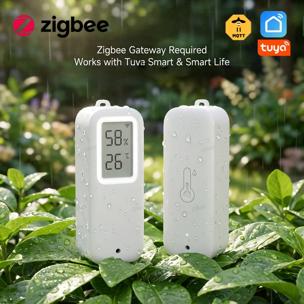 Smart Home Zigbee Temperature Humidity Sensor Waterproof Tuya APP Remote Monitor Thermometer Hygrometer With/without LCD for Z2M