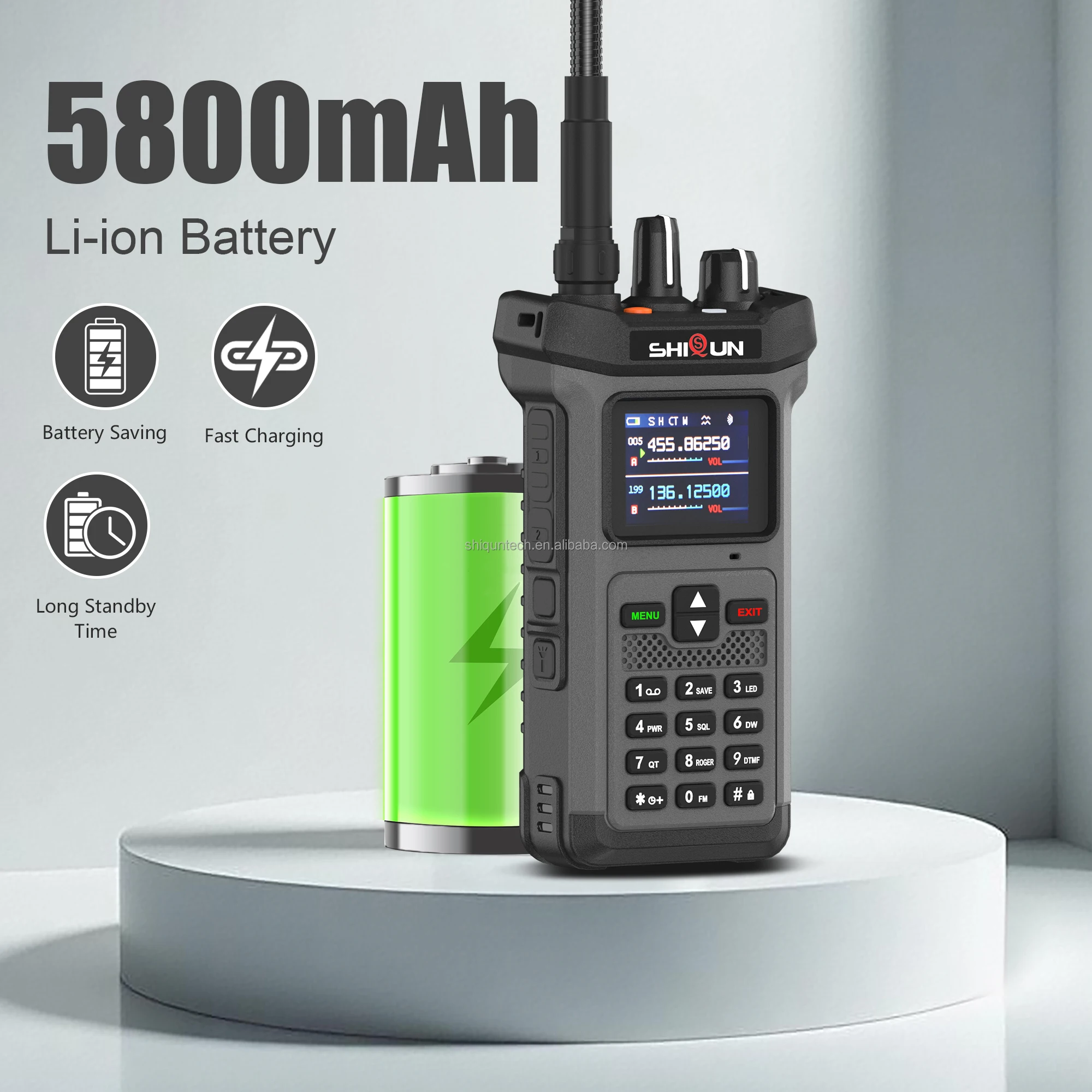 SQ-8500 20W Walkie Talkie Reverse Charging Copy Frequency Noise Reduction Flashlight 5800mAh Dual Band Long Range Two Way Radio